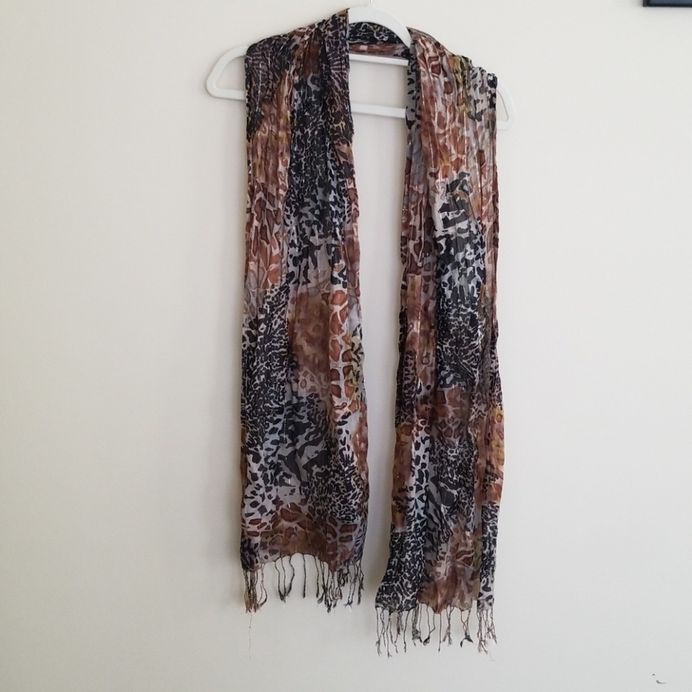 Animal Print Brown and Black Scarf